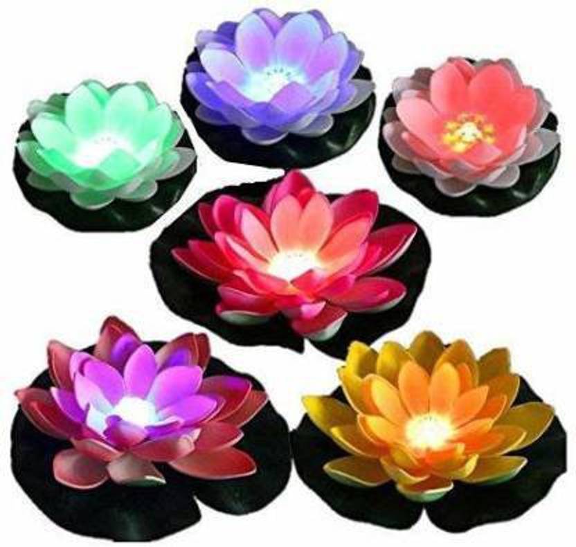 Aaina creations Water Floating Smokeless Candles & Lotus Flowers Sensor
