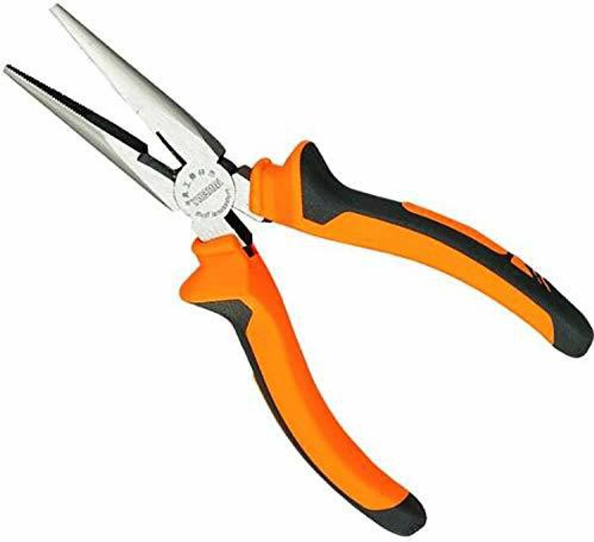 JAKEMY 8 Inch Professional Industrial Style Sharp-nose Long Flat Nose needle nose Pliers, Made with High-Quality CR-V Chrome Vanadium material, Non-Slip Ergonomic Handle - JM-CT1-4 Needle Nose Plier(Length : 8 inch)