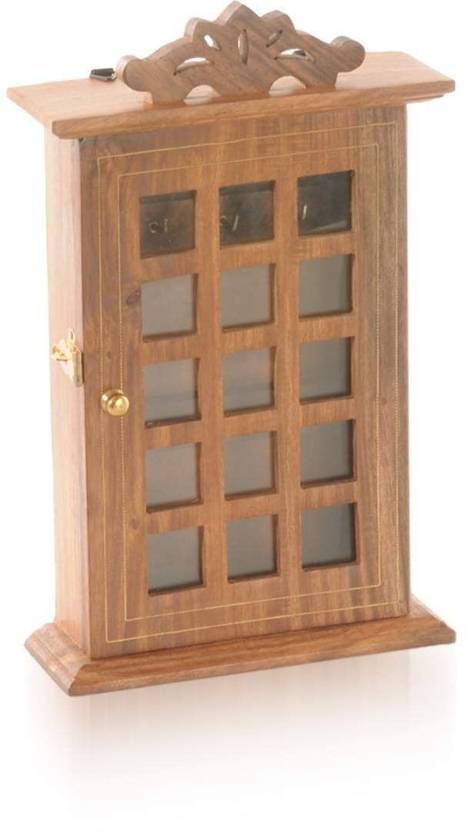 Craftspoint Wooden Key Holder Wall Hanging With Checd Design Handmade 7x2x11 Inches Lxbxh
