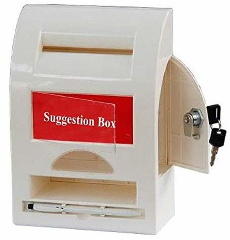 Bellveen Plastic Wall Mounted Suggestion Box for Office, Banks and Commercial Use Wall Mounted Mailbox(Cream White)
