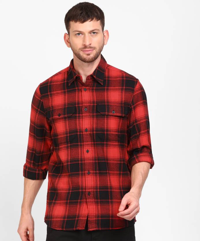 Calvin Klein Jeans Men Checkered Casual Red Shirt - Buy Calvin Klein Jeans  Men Checkered Casual Red Shirt Online at Best Prices in India 