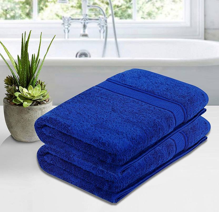 Cotton Bath, Sport, Beach 450 GSM Cotton Bath Towel Blue Price in India