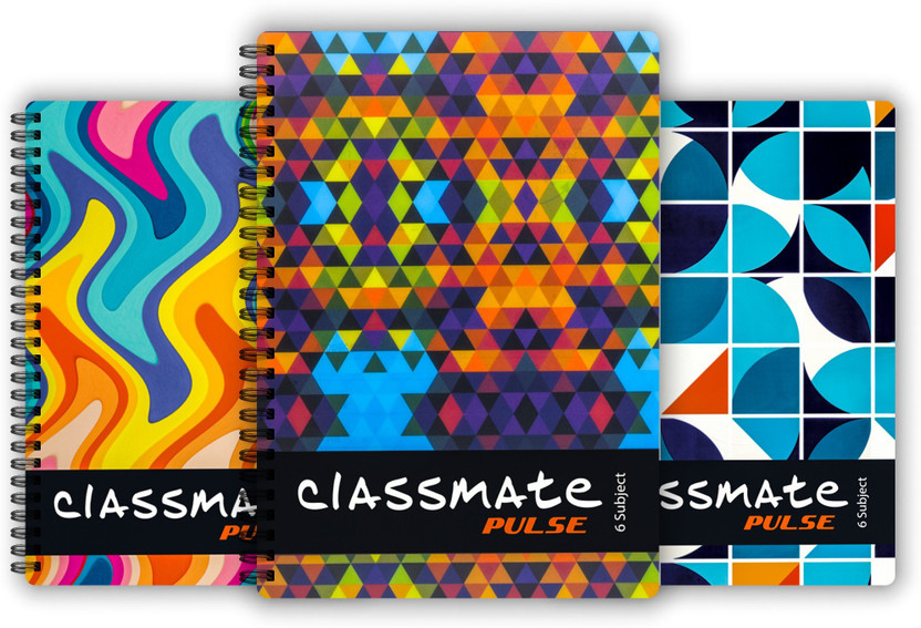 Classmate Pulse 6 Subject (297 X 210 mm) Spiral A4 Notebook Unruled 300 Pages(Multicolor, Pack of 3)
