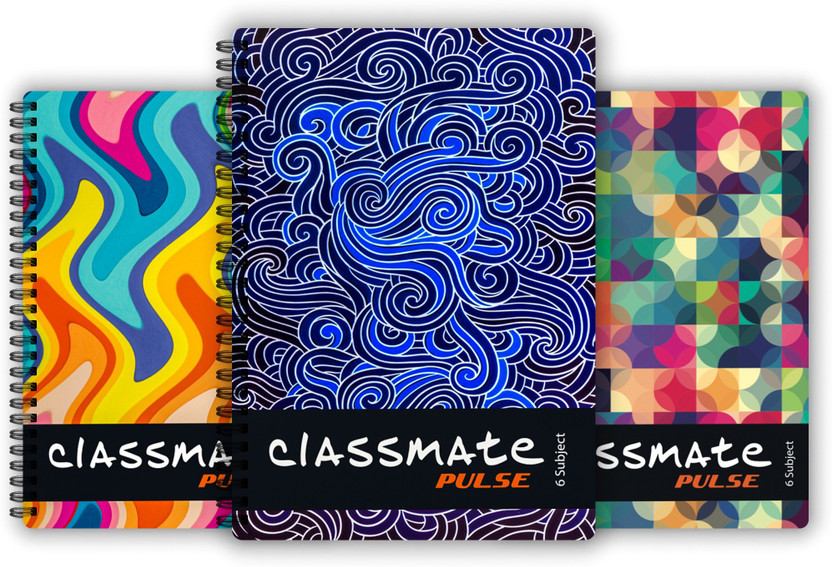 Classmate Pulse 6 Subject (240 X 180 mm) Spiral B5 Notebook Unruled 300 Pages(Multicolor, Pack of 3)