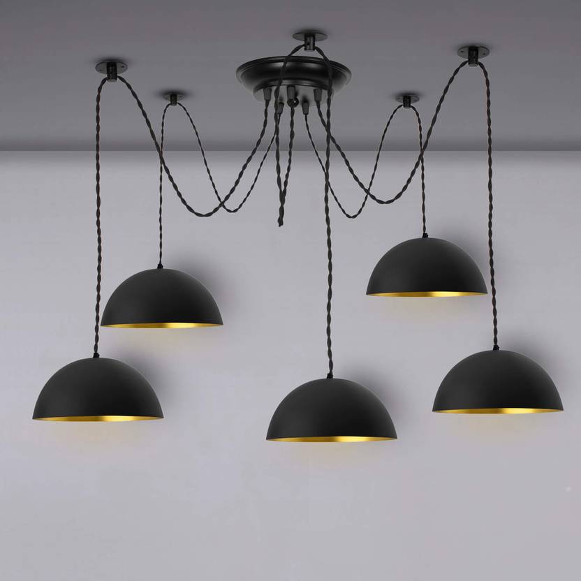 Flipkart Perfect Homes 5 Arms Spider Chandelier Lamp, 8" Black Semi
