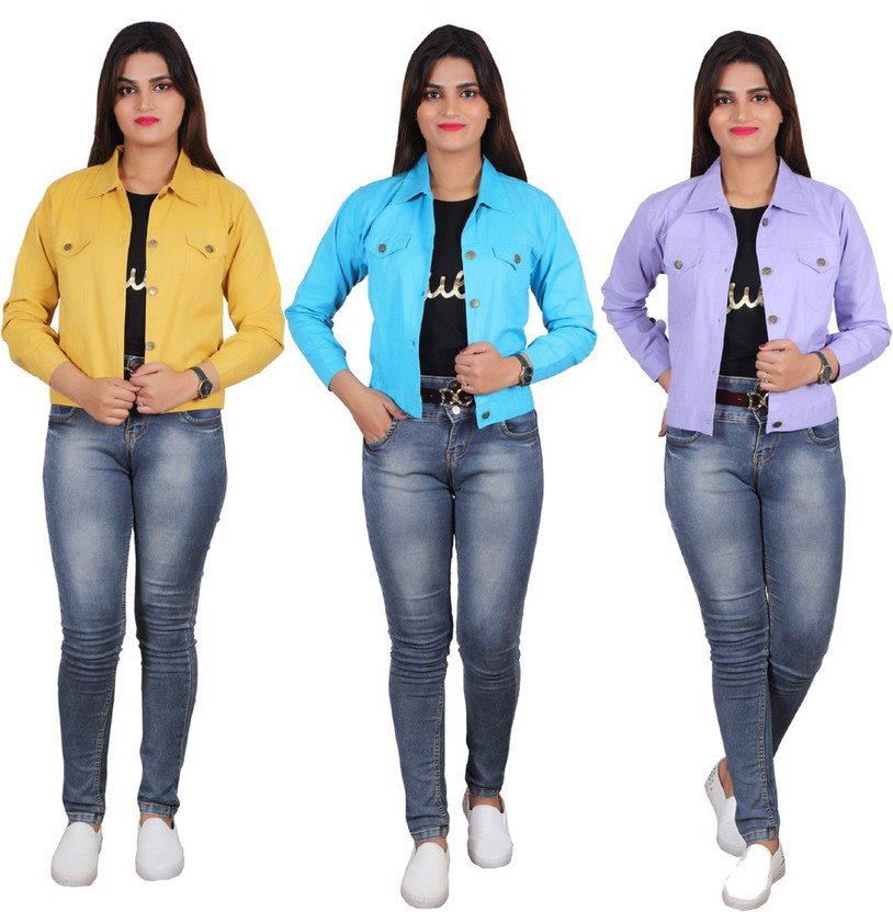 Sleeve Solid Women Denim Jacket 