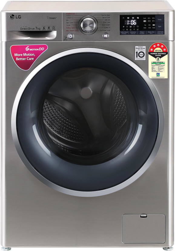 LG 7 kg with Inverter Fully Automatic Front Load Washing Machine with In-built Heater Silver(FHT1207ZNS)