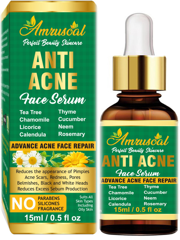 AMRUSOAL Anti Acne Serum, Pimple removal Collagen Serum, Soothes & Clears Acne & Dark Spots -Tea Tree Face Serum(15 ml)