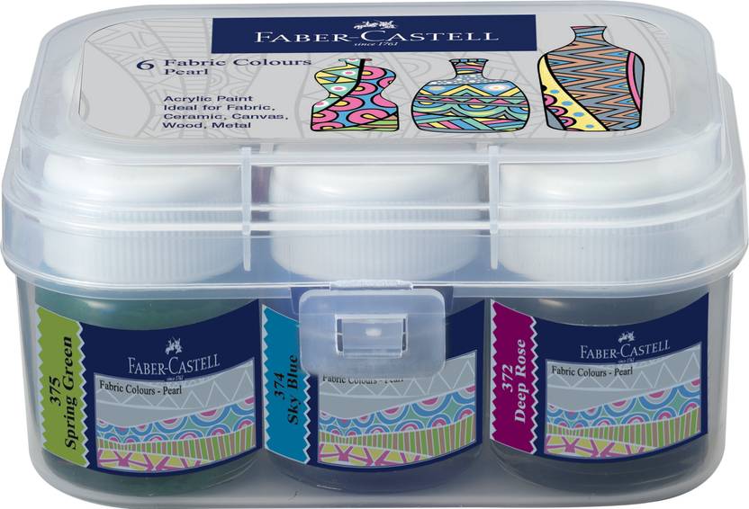 FABERCASTELL Pearl Fabric Colours 10ml*6 Plastic Box