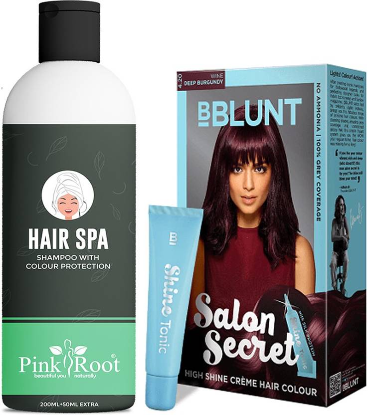 PINKROOT Hair Spa Shampoo with Bblunt 4.20 Deep Burgundy Saloon Secret