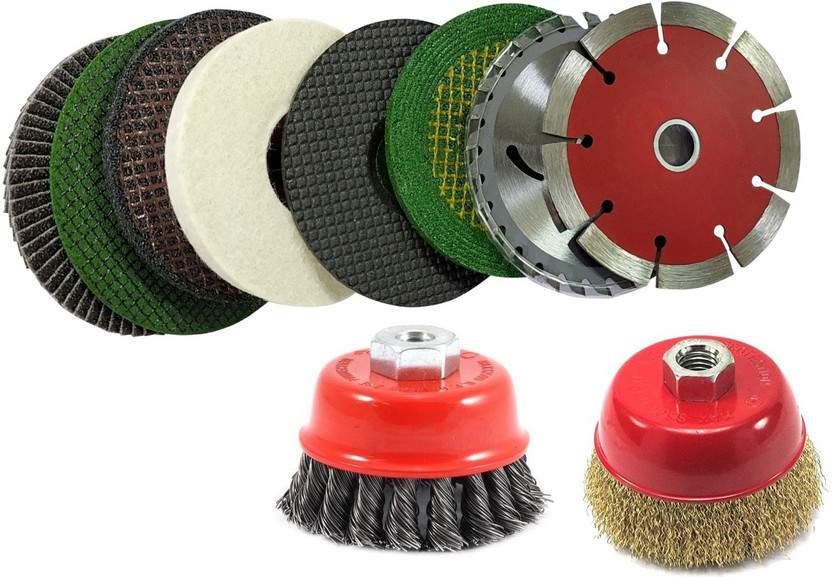 DUMDAAR DUMDAAR Good Quality Angle Grinder Accessories Wood & Marble Cutting Flap Discs Grinding Cut Off Wheel Set Include Flap Disc Nylon Buffing Polishing Wheel With Cup Brush Wheel Power & Hand Tool Kit (10 Tools) Power & Hand Tool Kit(10 Tools) - Flipkart Deal