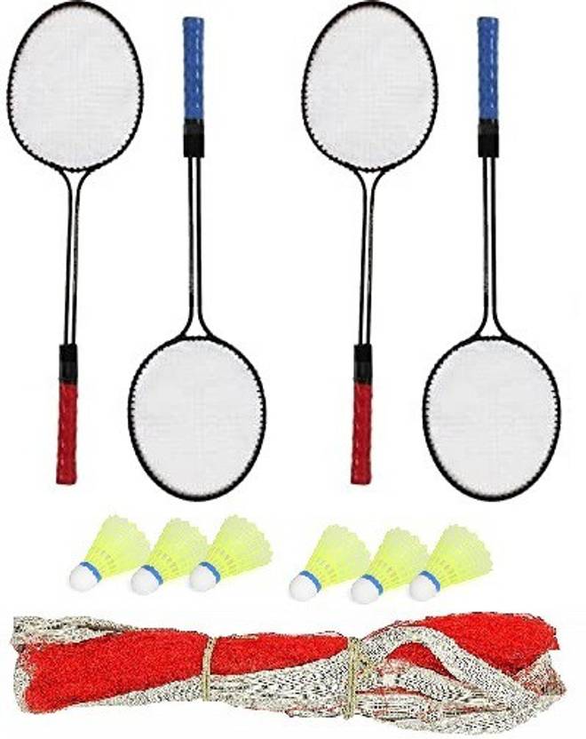 ULTRON Double Shaft Iron Body Pack Of 2 Pair Badminton Rackets 6 Piece
