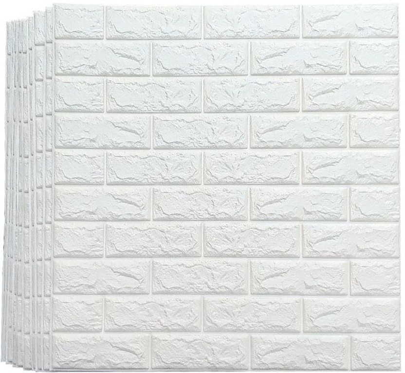 wewell (5 Pc) 3D Pe Foam Wall Sticker,3D Brick Wall Stickers Panel Self Adhesive Peel & Stick Wallpaper for Wall Home Decor(70cm x 77cm, 5.8Sq ft) Drywall Panel(Pack of 5)