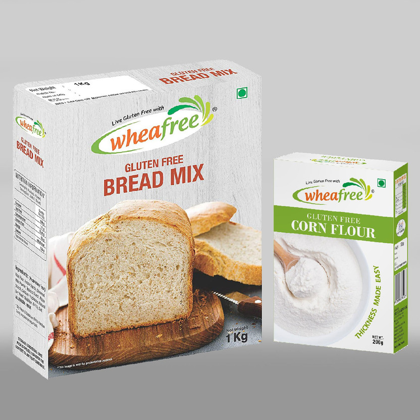 wheafree Gluten Free Bread Mix (1Kg) + Gluten Free Corn Flour (200g) Combo Pack Combo(Bread Mix: 1KG, Cornflour: 200g)