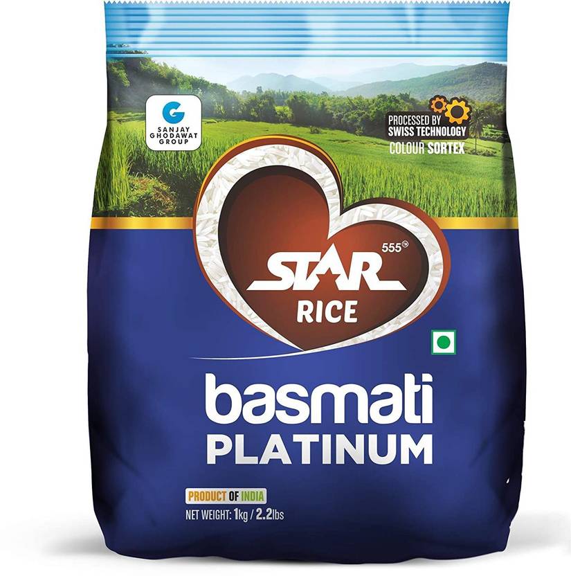 STAR 555 Basmati Platinum, 1 Kg Basmati Rice (Long Grain, Raw) Price in