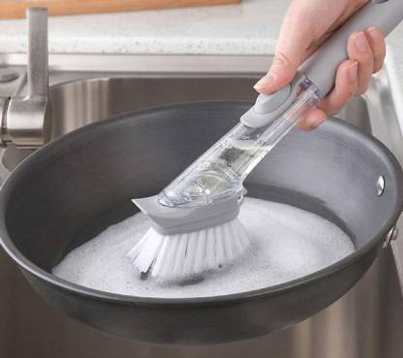 nunki trend Kitchen Dish, Bowl Cleaning Decontamination Wok Brush/Scrubber Tool/Washing Spon Plastic Wet and Dry Brush(Grey)