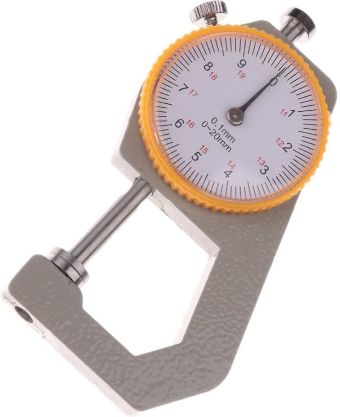 Divinext 0-20 mm 0.1mm Dial Thickness Gauge for Sheet Metal Leather Gem Jewelry Width Diameter Measuring Instrument Mini Pocket Flat Head Dial Thickness Gauge Width Diameter Measurement Tool Ruler Dial Caliper(0-20 mm)
