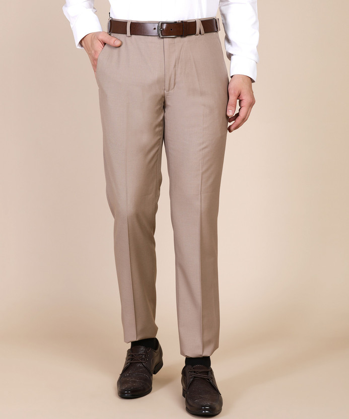 PARK AVENUE Slim Fit Men Beige Trousers 