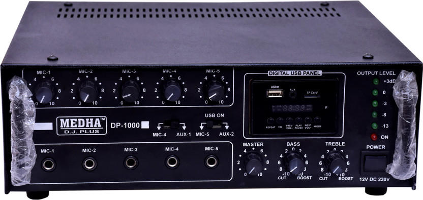MEDHA D.J. PLUS Professional 100 Watt P.A. Amplifier With Digital Media Player 100 W AV Power Amplifier(Black)