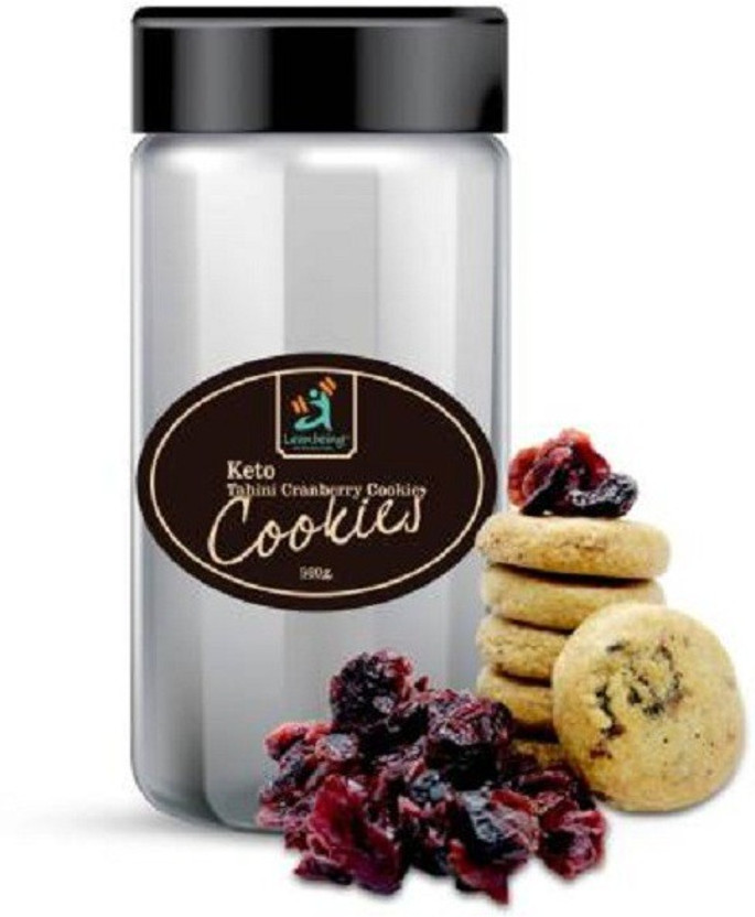 LEANBEING Keto Tahini Cranberry cookie (500grams) | Ultra low carb | Keto friendly Snack | Gluten free | Zero sugar Cookies Biscuit(500 g)