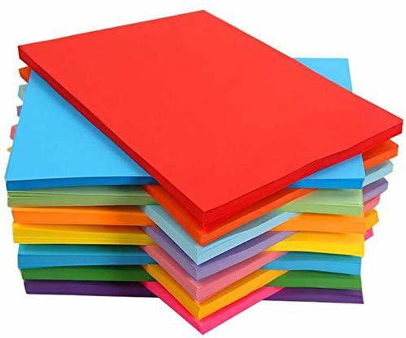 Paaroots 100 Sheets A4 Size Colored Fluorescent Paper Neon Craft Paper
