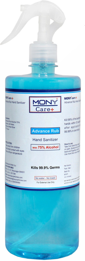 Mony Advance Rub  Spray 1 Litre 75 % Alcohol Content Hand Sanitizer Pump Dispenser(1000 ml)