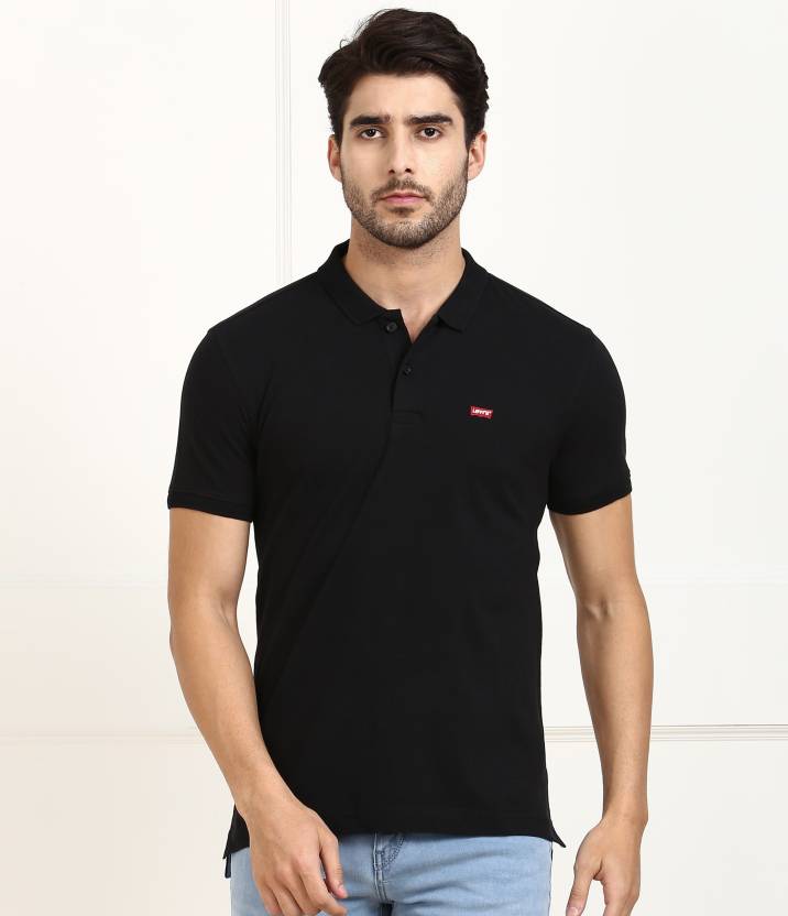 LEVI'S Solid Men Polo Neck Black T-Shirt - Buy LEVI'S Solid Men Polo Neck  Black T-Shirt Online at Best Prices in India 