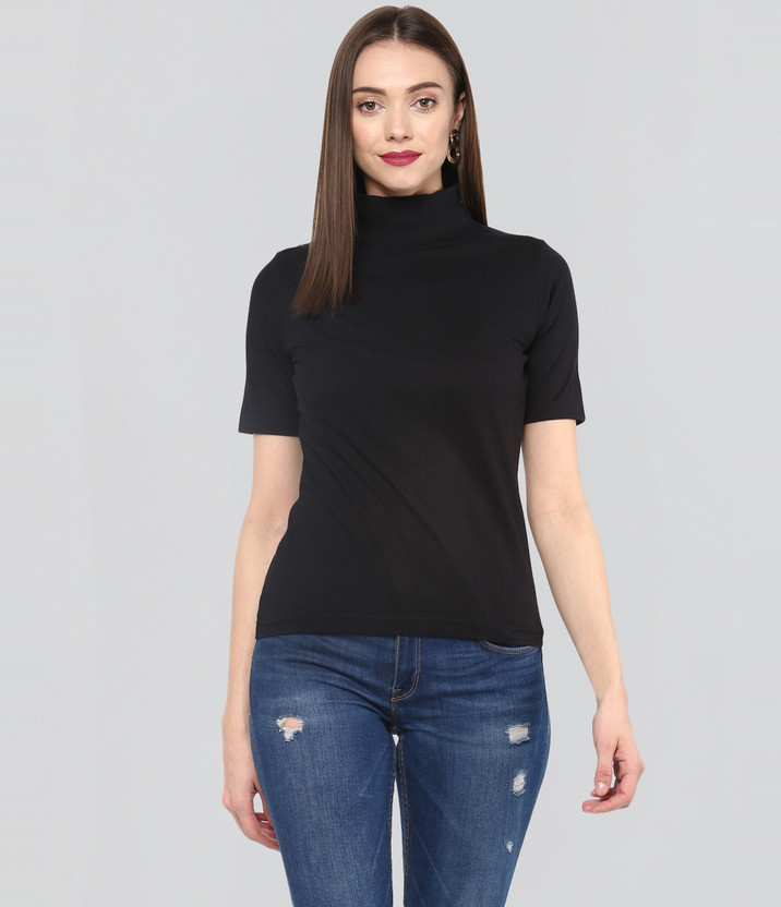 High neck t shirt womens online Clearance