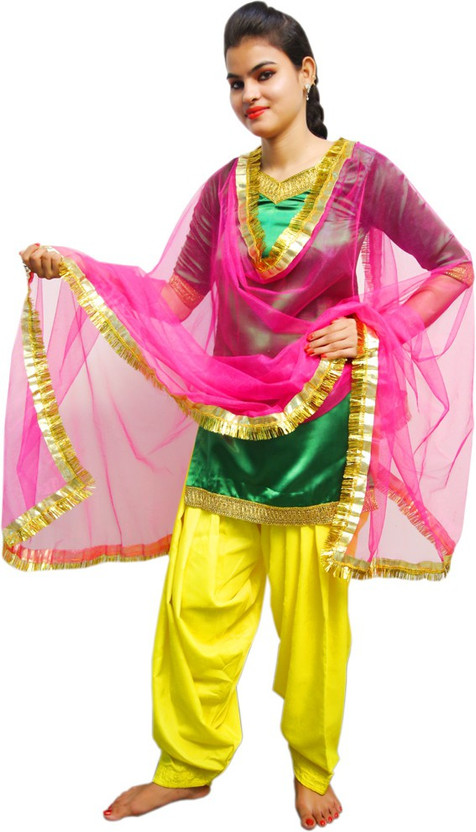 yellow and pink punjabi suit