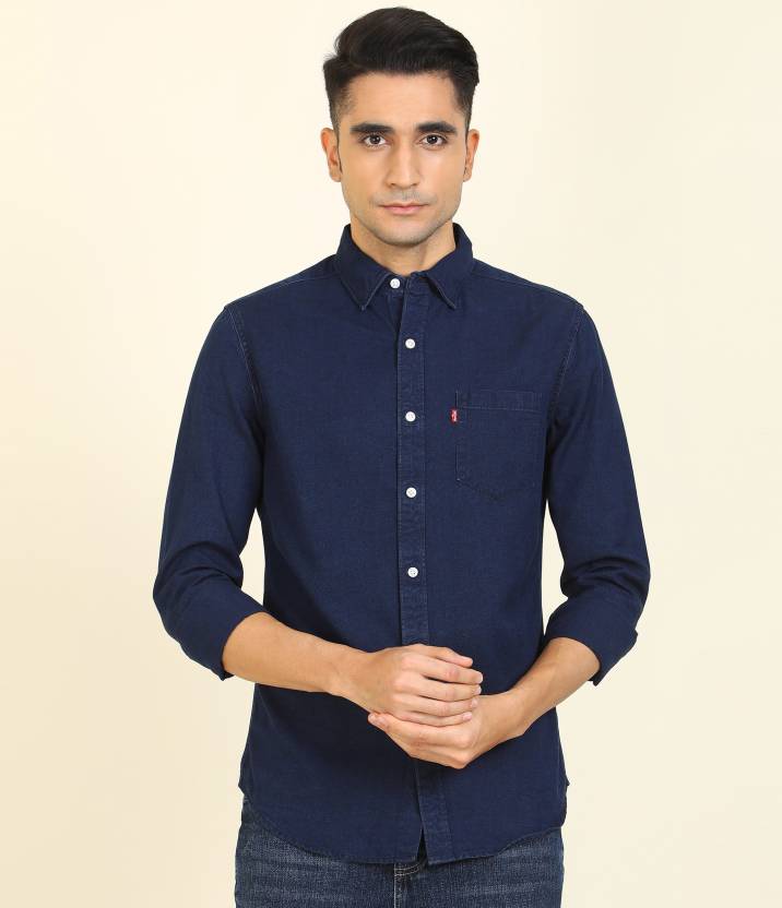 LEVI'S Men Self Design Casual Dark Blue Shirt - Buy LEVI'S Men Self Design  Casual Dark Blue Shirt Online at Best Prices in India 
