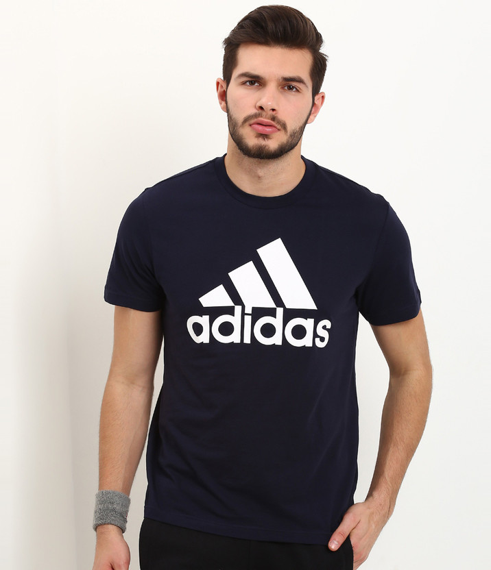 ADIDAS Sporty Men Round Neck Blue T 