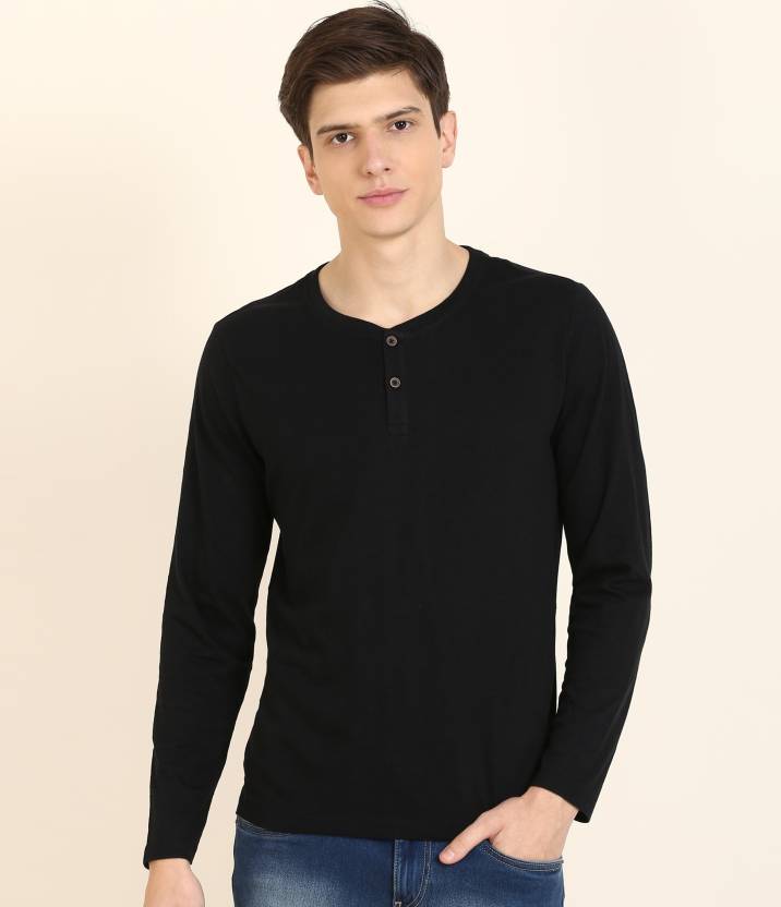 Wrangler Self Design Men Henley Neck Black T-Shirt - Buy Wrangler Self  Design Men Henley Neck Black T-Shirt Online at Best Prices in India |  