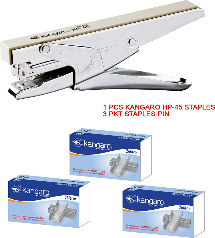 Kangaro Manual 24-6 ROUND EDGE Staplers(Set of 1, Silver)