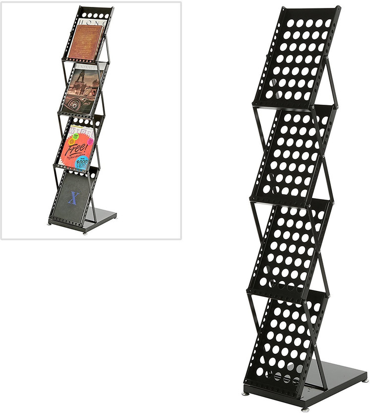 AbhaPrint AbhaPrint Catalogue Stand 4 Rack Floor Standing Magazine Holder(Black, Iron, Pre-assembled) - Flipkart Deal