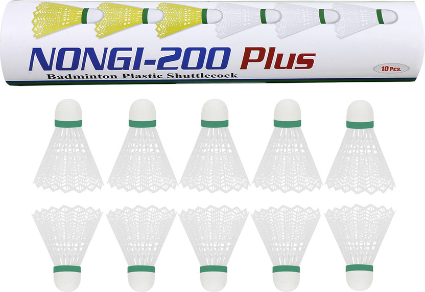 Nongi Plastic Badminton Shuttle cock Plastic Shuttle  - White(Medium Fast, 78, Pack of 10)