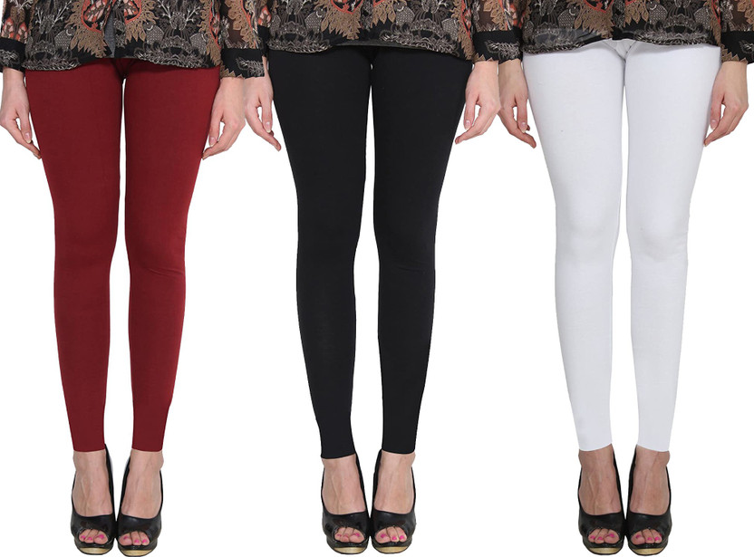 Clarita Ankle Length Ethnic Wear Legging(Maroon, Black, White, Solid)