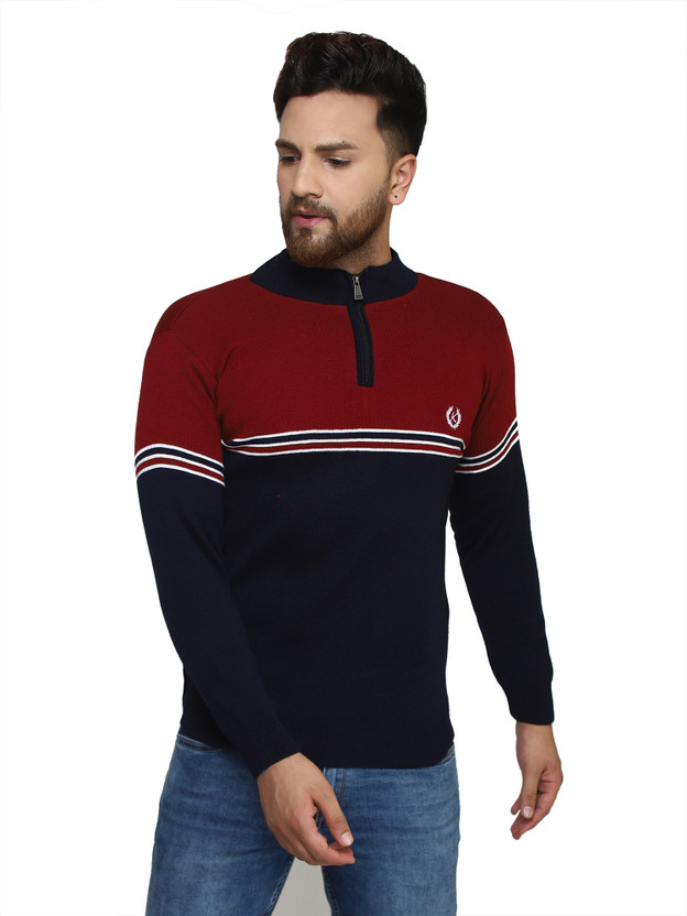 KVETOO Colorblock High Neck Casual Men 