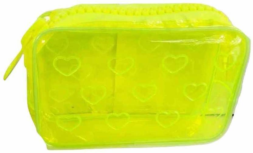 Glimpse ACCESSORIZEMEII TRANSPARENT NEON COSMETIC BAG WITH BIG ZIP LIME