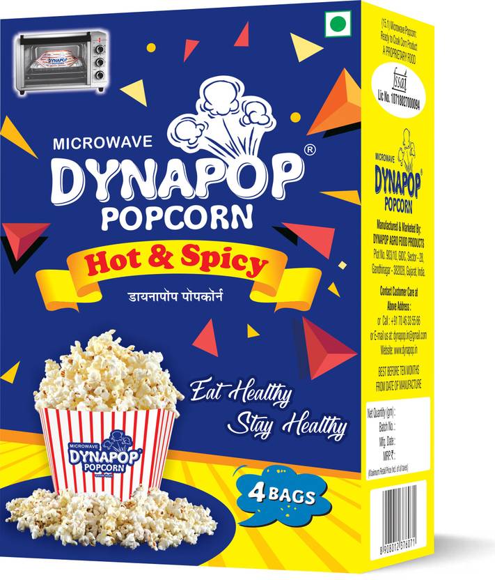 Dynapop Microwave Popcorn Hot & Spicy 320g (Pack of 4) Spicy Popcorn