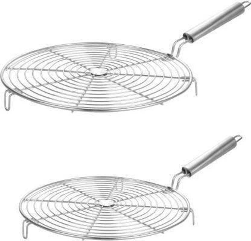 Pitambara pack of 2 Round Roasting Net Stainless Steel Wire Roaster