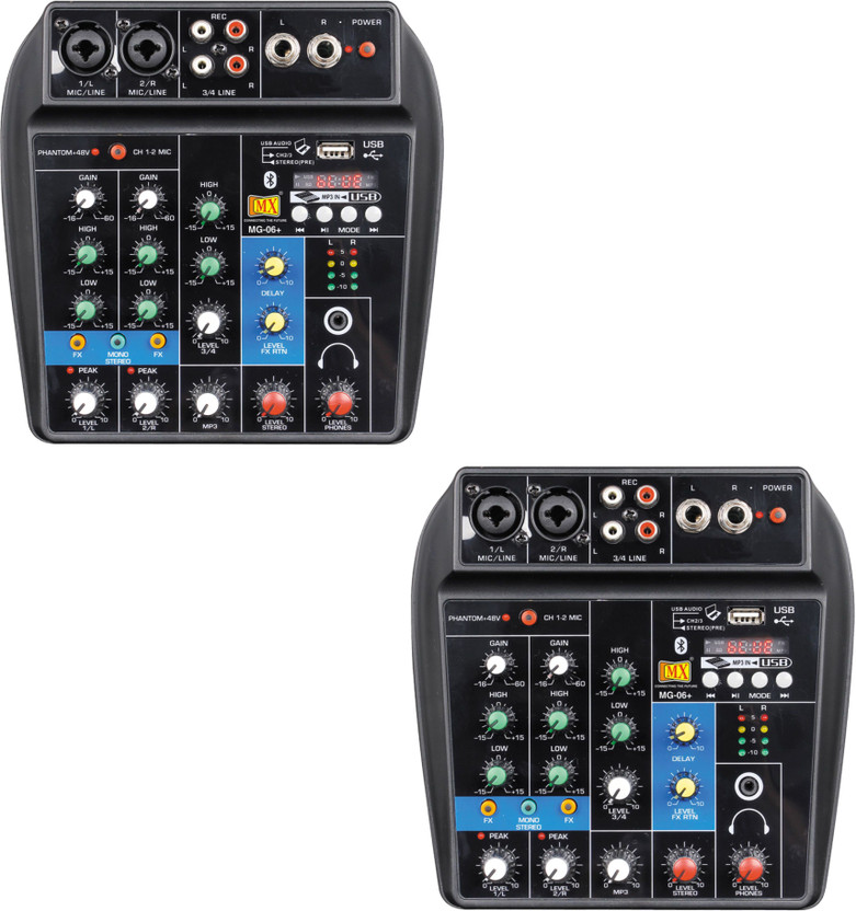 MX 2Pcs of 4 Channels Audio Mixer Sound Mixing Console with Bluetooth USB Record 48V Phantom Power Monitor Paths Plus Effects Use for home music production, webcast, K song Analog Sound Mixer