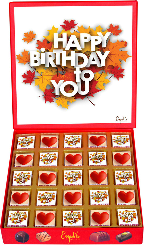 Expelite Happy birthday with chocolates - 25 pc Birthday chocolates for love one Bar Gift Pack(450 g)
