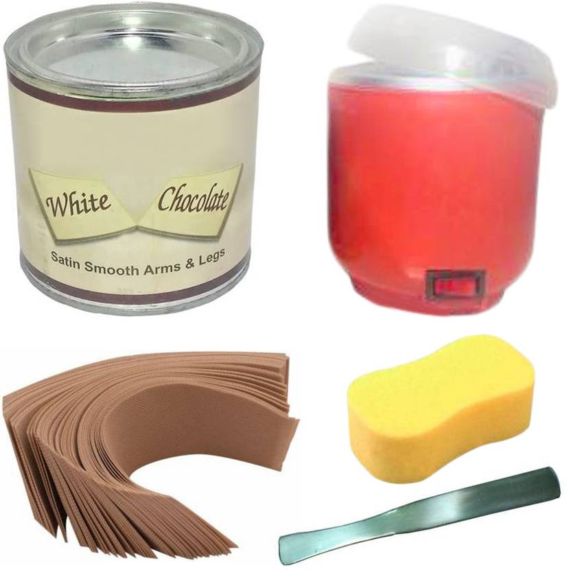 Yoviex White Chocolate Wax (500 ms), Wax Heater Auto Cut, 40 Pcs Waxing Strips + 1 Spatula