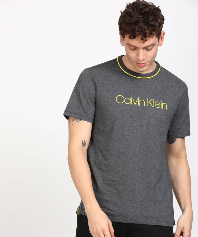 Calvin Klein Printed Men Round Neck Grey T-Shirt - Buy Calvin Klein Printed  Men Round Neck Grey T-Shirt Online at Best Prices in India 