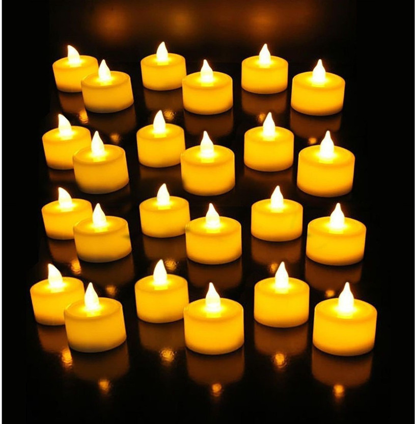 prisma prisma collection Battery Operated Flameless LED Tea Light CANDLES for Seasonal & Festival Celebration Diwali Decoratiion, Pack of 24, Candle(Yellow, Pack of 24) - Flipkart Deal