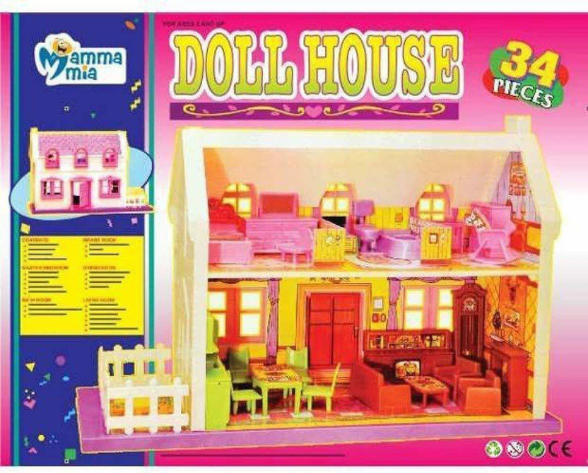 Mamma Mia Doll House 34 Pcs Set(Multicolor)