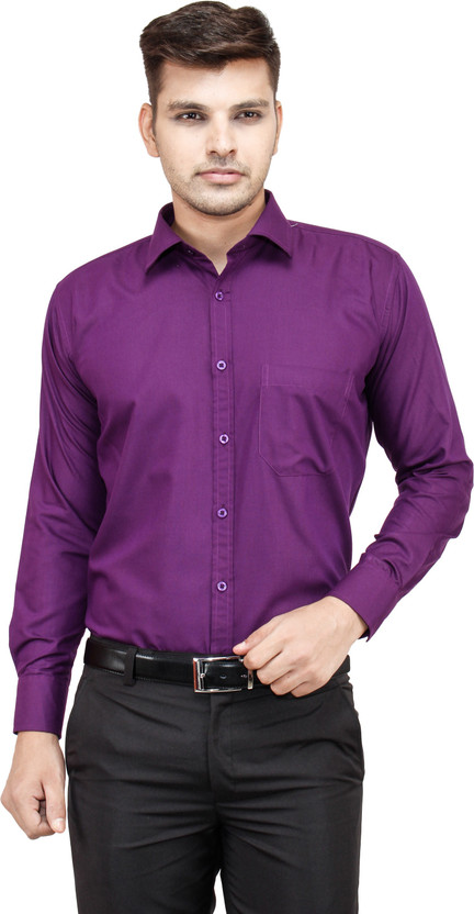 Men Solid Formal Purple Shirt