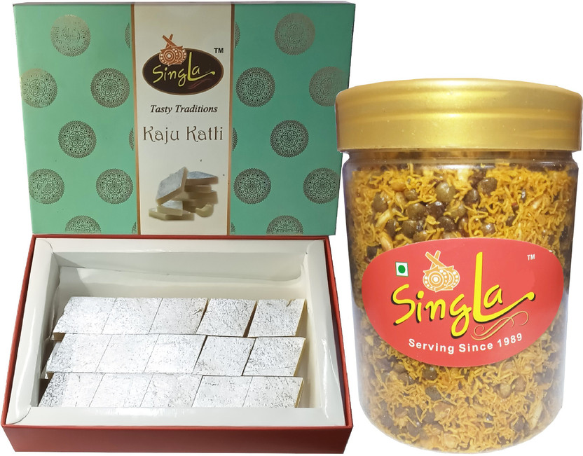 Singla Kaju Katli Burfi 400g Dal Biji 200g Combo Pack of 2 (400g+200g, 600g) Combo(Kaju Katli Burfi 400g, Dal Biji 200g)