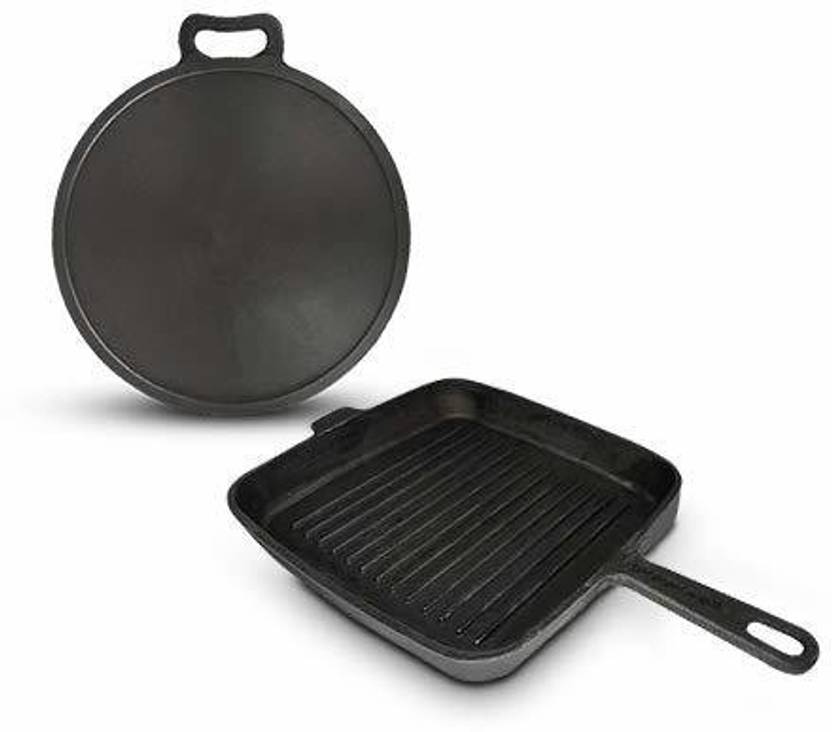 The Indus Valley Super Smooth Cast Iron Tawa 11 inch + Grill Pan