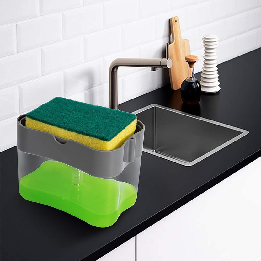 STUNNER 2 in 1 Soap Pump Plastic Dispenser for Dishwasher Liquid Holder Dish Soap Dispenser for Kitchen Refillable Liquid Soap Press-Type Pump(380 ML) Dishwashing Detergent(380 ml)